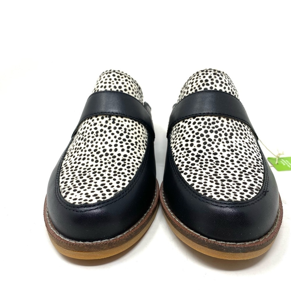 Taos Womens Royal Leather Slip-On Mule Loafer- Black/White Cheetah Mult - Picture 3 of 7
